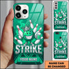 Maxcorners Bowling Phone Case Smiling Ball Mascot Crown Holding Beer Mug Pins Chevron Pattern Smoke Personalized Name Multi Options Cover (7 Colors)