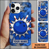 Maxcorners Bowling Phone Case Cartoon Ball Pins Strike Splash Smoke Clouds Graffiti Brick Wall Background Personalized Name Multi Options Cover (7 Colors)
