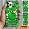 Maxcorners Bowling Phone Case Cartoon Ball Pins Strike Splash Smoke Clouds Graffiti Brick Wall Background Personalized Name Multi Options Cover (7 Colors)