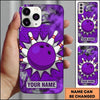 Maxcorners Bowling Phone Case Cartoon Ball Pins Strike Splash Smoke Clouds Graffiti Brick Wall Background Personalized Name Multi Options Cover (7 Colors)