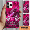 Maxcorners Bowling Phone Case Mythical Dragon Head Glowing Eyes Fiery Flames Crest Ball Pins Personalized Name Multi Options Cover (7 Colors)
