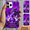 Maxcorners Bowling Phone Case Mythical Dragon Head Glowing Eyes Fiery Flames Crest Ball Pins Personalized Name Multi Options Cover (7 Colors)