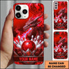 Maxcorners Bowling Phone Case Mythical Dragon Head Glowing Eyes Fiery Flames Crest Ball Pins Personalized Name Multi Options Cover (7 Colors)