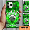 Maxcorners Bowling Phone Case Metallic Ball Glowing Hexagon Frame Circuit Grid Pins Carbon Pattern Personalized Name Multi Options Cover (7 Colors)
