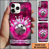Maxcorners Bowling Phone Case Metallic Ball Glowing Hexagon Frame Circuit Grid Pins Carbon Pattern Personalized Name Multi Options Cover (7 Colors)