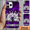 Maxcorners Bowling Phone Case Metallic Ball Shattered Pins Smoke Blast Geometric Carbon Fiber Texture Personalized Name Multi Options Cover (7 Colors)