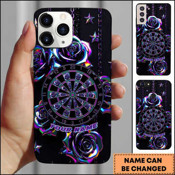 Maxcorners Neon Dartboard Rose Galaxy Glow Style Multicolor Options Personalized Name 3D Phonecase