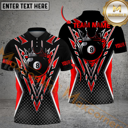 Maxcorners Billiards Golden Premium New Cool 8 Ball Multicolor Options Personalized Name, Team Name 3D Shirt (4 Colors)