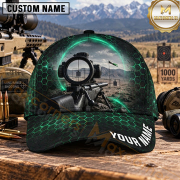 Maxcorners Long Range Shooting Rifle Scope Green Honeycomb Personalized Name 3D Cap