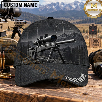 Maxcorners Long Range Shooting Precision Rifle Charcoal Crosshair Grid Personalized Name 3D Cap