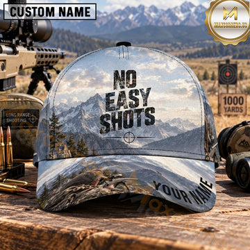 Maxcorners Long Range Shooting No Easy Shots Snowy Mountain Personalized Name 3D Cap