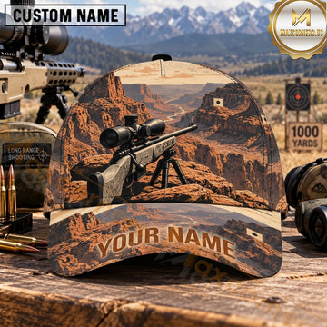 Maxcorners Long Range Shooting Scoped Rifle Copper Desert Canyon Personalized Name 3D Cap