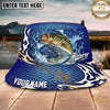Maxcorners Fishing Blue Scale Happy Quote Personalized Name 3D Bucket Hat (12 Fish Species)