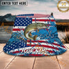Maxcorners Fishing Patriotic Flag Splash Hook Personalized Name 3D Bucket Hat (12 Fish Species)