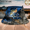 Maxcorners Fishing Dark Camo Hook Splash Personalized Name 3D Bucket Hat (12 Fish Species)