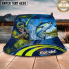 Maxcorners Fishing Skeleton Angler Neon Action Personalized Name 3D Bucket Hat (12 Fish Species)