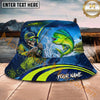 Maxcorners Fishing Skeleton Angler Neon Action Personalized Name 3D Bucket Hat (12 Fish Species)