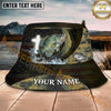 Maxcorners Fishing Patriotic Cross Scale Splash Personalized Name 3D Bucket Hat (12 Fish Species)