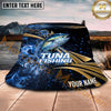 Maxcorners Fishing Blue Smoke Gold Streak Personalized Name 3D Bucket Hat (12 Fish Species)