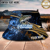 Maxcorners Fishing Blue Smoke Gold Streak Personalized Name 3D Bucket Hat (12 Fish Species)