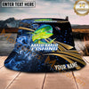Maxcorners Fishing Blue Smoke Gold Streak Personalized Name 3D Bucket Hat (12 Fish Species)