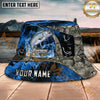 Maxcorners Fishing Blue Marble Hook Graphic Personalized Name 3D Bucket Hat (12 Fish Species)