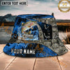 Maxcorners Fishing Blue Marble Hook Graphic Personalized Name 3D Bucket Hat (12 Fish Species)