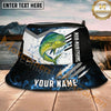 Maxcorners Fishing Blue Flame Splash Graphic Personalized Name 3D Bucket Hat (12 Fish Species)