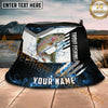 Maxcorners Fishing Blue Flame Splash Graphic Personalized Name 3D Bucket Hat (12 Fish Species)