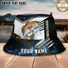 Maxcorners Fishing Blue Flame Splash Graphic Personalized Name 3D Bucket Hat (12 Fish Species)