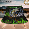 Maxcorners Fishing Green Lightning Flame Storm Personalized Name 3D Bucket Hat (12 Fish Species)