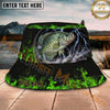 Maxcorners Fishing Green Lightning Flame Storm Personalized Name 3D Bucket Hat (12 Fish Species)