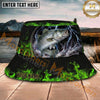 Maxcorners Fishing Green Lightning Flame Storm Personalized Name 3D Bucket Hat (12 Fish Species)