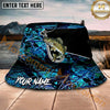 Maxcorners Fishing Hook Camo Dark Water Personalized Name 3D Bucket Hat (12 Fish Species)