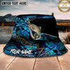 Maxcorners Fishing Hook Camo Dark Water Personalized Name 3D Bucket Hat (12 Fish Species)