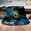 Maxcorners Fishing Hook Camo Dark Water Personalized Name 3D Bucket Hat (12 Fish Species)