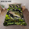 Maxcorners Fishing Neon Green Splash Personalized Name Unisex 3D Bedding Set
