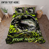 Maxcorners Fishing Neon Green Splash Personalized Name Unisex 3D Bedding Set