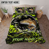 Maxcorners Fishing Neon Green Splash Personalized Name Unisex 3D Bedding Set