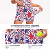 Maxcorners Pickleball Sleeveless Zipper Sports Dress Set Patriotic Star Pattern