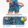 Maxcorners Pickleball Sleeveless Zipper Sports Dress Set Elegant Blue Peacock Art