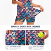 Maxcorners Pickleball Sleeveless Zipper Sports Dress Set Iridescent Mermaid Scale Print