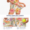 Maxcorners Pickleball Sleeveless Zipper Sports Dress Set Tropical Hibiscus Floral