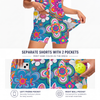 Maxcorners Pickleball Sleeveless Zipper Sports Dress Set Vibrant Psychedelic Floral Print