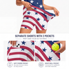 Maxcorners Pickleball Sleeveless Zipper Sports Dress Set Patriotic Star Wave Pattern