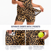Maxcorners Pickleball Sleeveless Zipper Sports Dress Set Gold Glitter Leopard Print