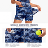 Maxcorners Pickleball Sleeveless Zipper Sports Dress Set Blue Camouflage Fish Print