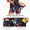 Maxcorners Pickleball Sleeveless Zipper Sports Dress Set Red White Blue Star Pattern