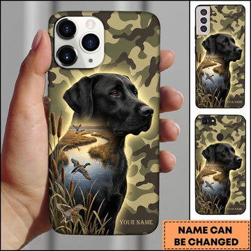 Maxcorners Camo Sunset Retriever Profile Duck Hunting Multiple Dog Breeds Personalized Name Phone Case