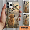 Maxcorners Golden Marshland Duck Flight Duck Hunting Multiple Dog Breeds Personalized Name Phone Case